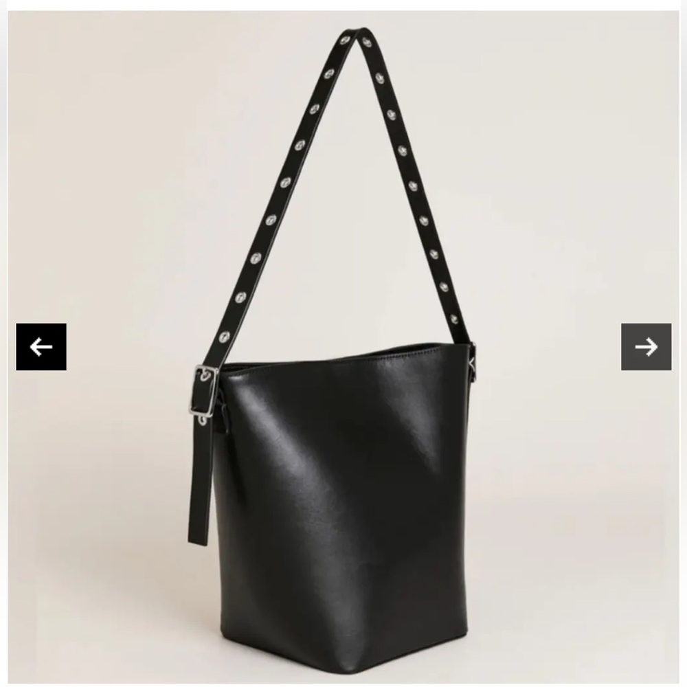 Reformation Black Rafaella Trapeze Tote Bucket Bag - Picture 10 of 11